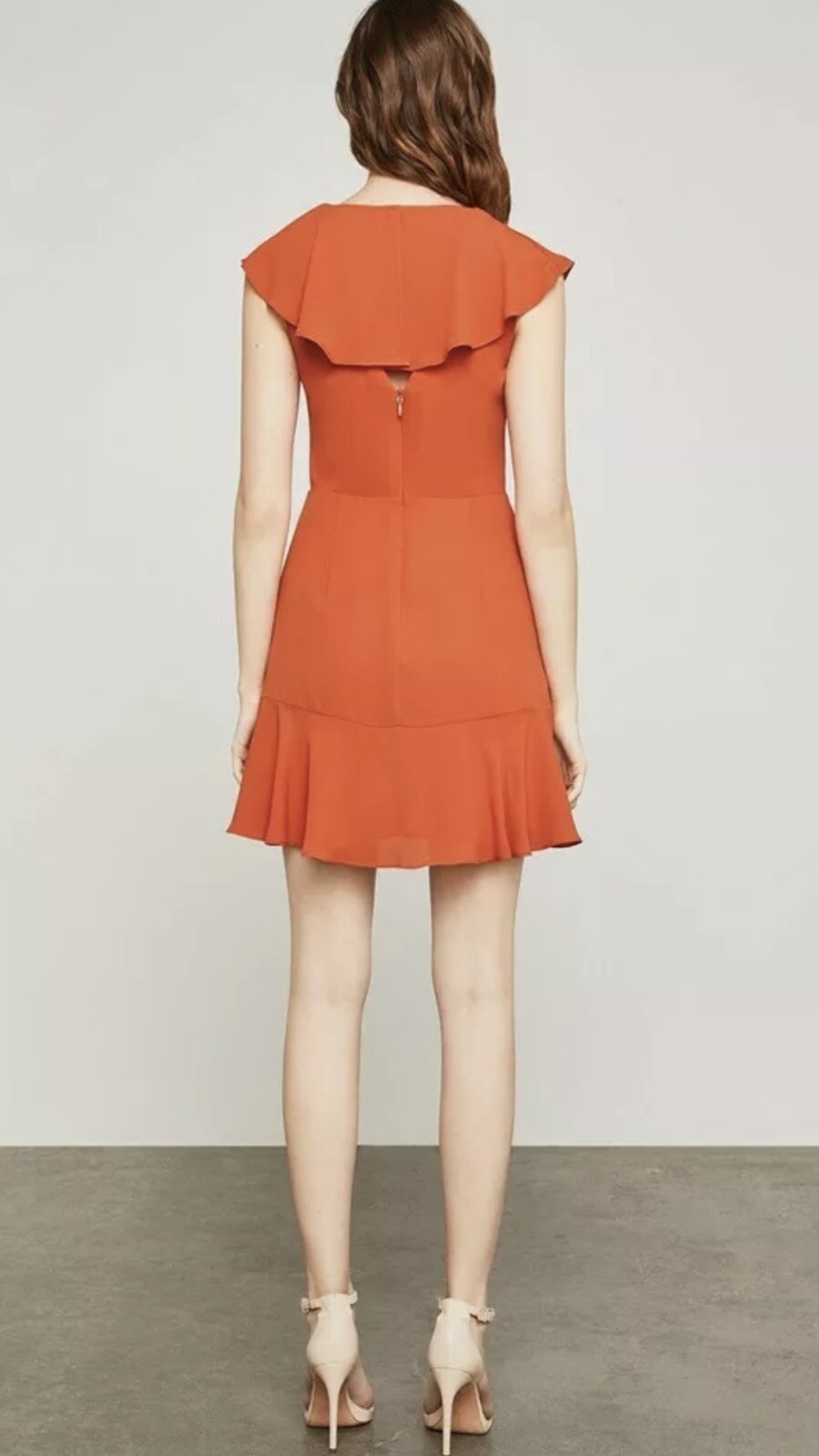 NWT 198 BCBG MAX AZRIA “DEBORAH” Saffron Orange Ruffled Cocktail Dress