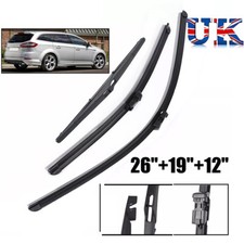 For Ford Mondeo MK4 07-14 26"+19"+12" 3x Windscreen Wiper Blades Set Front Rear