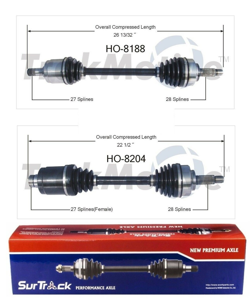 Front CV Axle Shafts Assemblies SurTrack Set For Honda Accord FWD