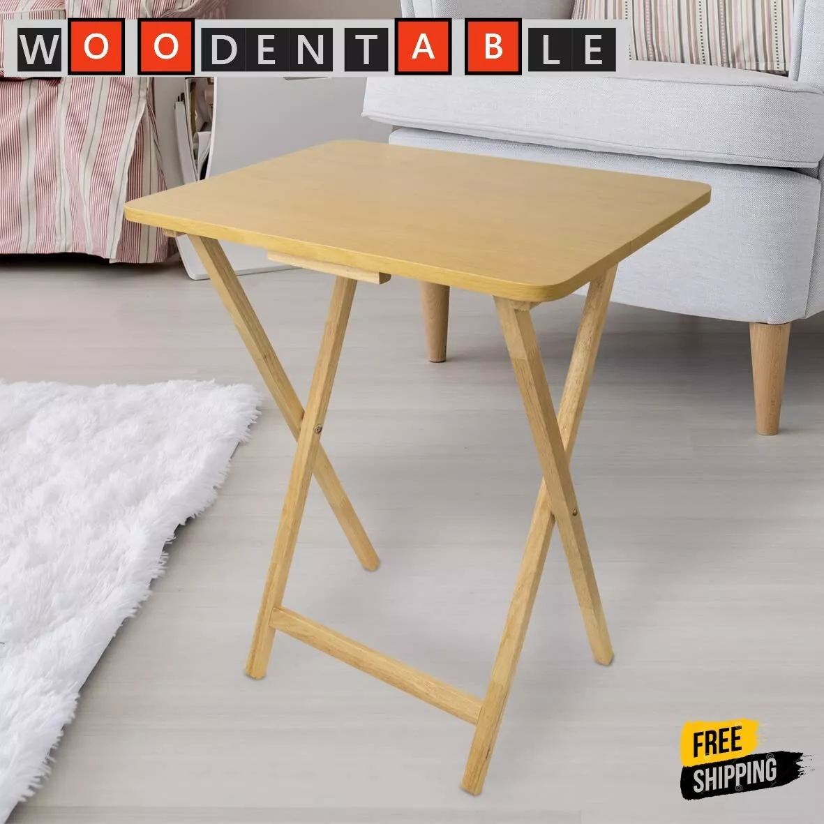 Large Folding Rubberwood TV Table Side Fold Computer Table Diner Tea Coffee Desk