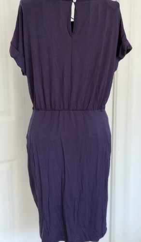 West Kei Women's Dress Short Sleeve Navy Blue Ruched Jersey Knit Size M - Picture 3 of 8