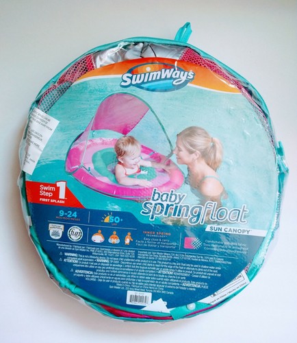 Galleggiante primavera bambino Swimways con baldacchino e custodia da trasporto * per età 9M-24M * nuovo - Foto 2 di 3