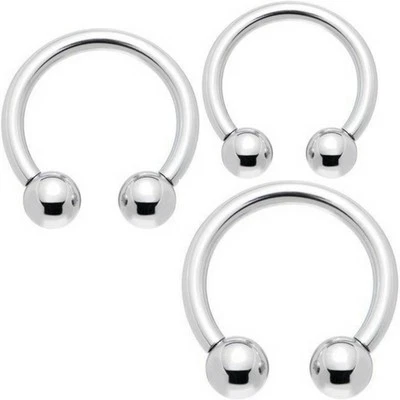3 PC 16G 5/16" SURGICAL STEEL HORSESHOE RING SEPTUM EAR TRAGUS HELIX NIPPLERINGS