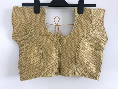 GOLD PATTERN INDIAN WEDDING BLOUSE SARI SAREE CROP TOP PARTY CHOLI 10 12 GIFT - Picture 10 of 22