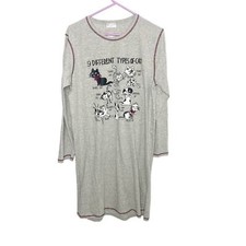 VTG cat nightgown gray NWT size medium cotton knit Kitten Cozy Lounge Women  s