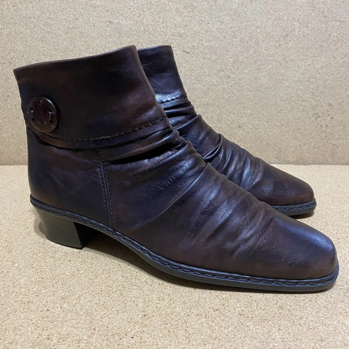 Rieker Womens Ankle Boots Size 8.5 Kendra Booties Heels Side Zip