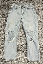 American Eagle Jeans Womens 6 Blue Mom Straight Jean Distressed Casual Denim