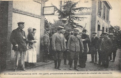 Old postcard 56 in station german prisoners leaving the necessity chalet