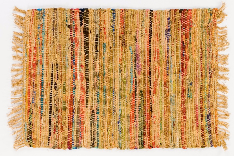 Sturbridge 6 x 9 Ft. Primitive Rag Rug in Mustard Color, Hand Woven ...