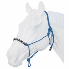 Tough-1 Mini Pony Sized Turquoise Poly Rope Tied Halter w/Crystals 50-5000