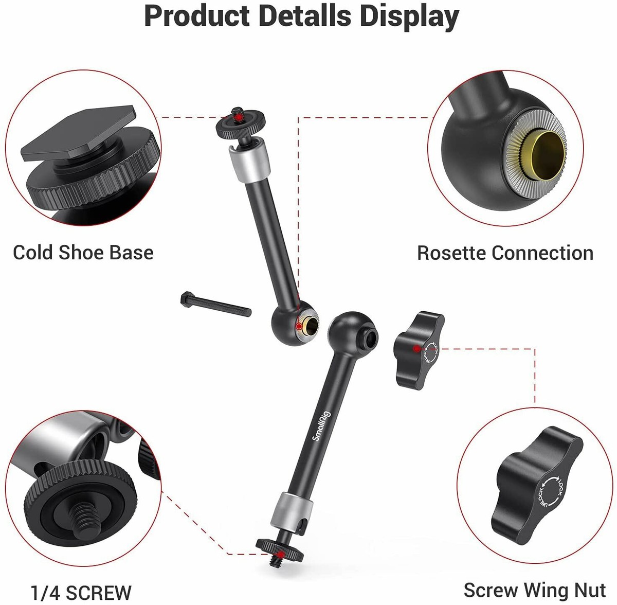 SmallRig Articulating Arm 11'' Magic Arm Cold Shoe Mount Monitor