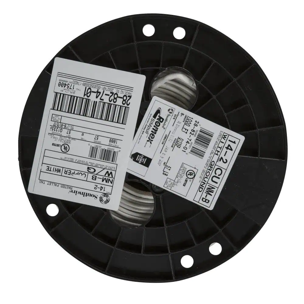 1000 ft Solid Romex SIMpull CU NM B W G Wire White Color Coded Gauge