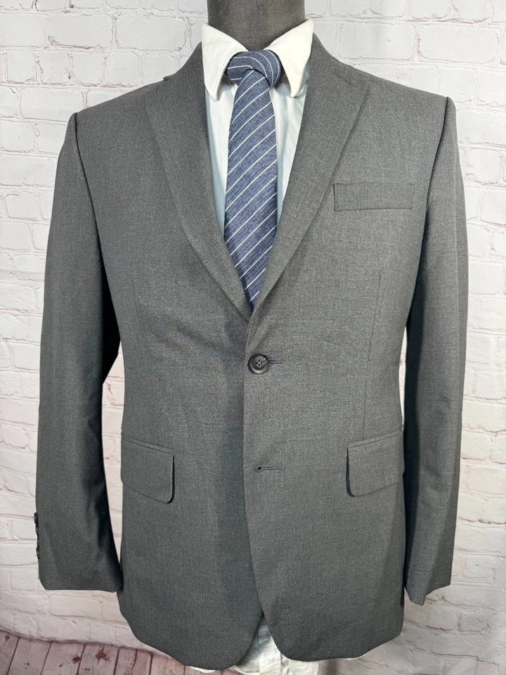 J. FERRAR Hombre Gris CLÁSICO AJUSTE ELÁSTICO Frente Plano 2 Piezas Traje 36S Chaqueta 28x30 Pantalón Foto 2 de 4
