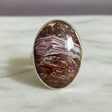 Mexican Crazy Lace Agate Ring Adjustable 925 Sterling Silver- NEW - US SELLER