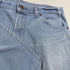 Vintage Levis 550 Orange Tab Denim Shorts Light Wash Blue Made in USA Mens 38