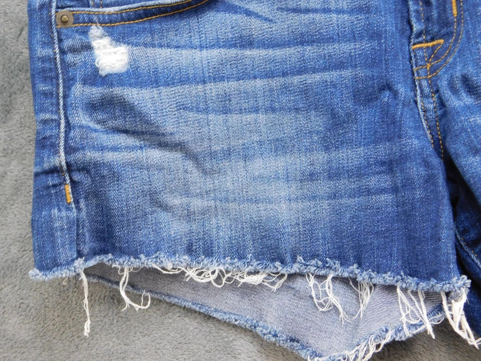 Pantalones Cortos Hudson Para Mujer 25 Azul Denim Croxley Medio Muslo Dobladillo Crudo Envejecido Rasgado Foto 3 de 4