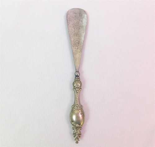 Antique Art Nouveau Nickel Silver Steel Tongue Steel Shoe Horn 9.75"