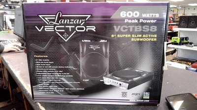 Lanzar Vector VCTBS8 8'' Super Slim Active Subwoofer 600W Peak Power Car Audio