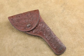 H.H. Heiser No. 1735 Hand Carved Flap RH Holster For 5.5" Colt Single Action Arm