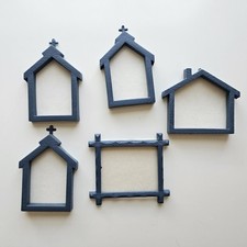 Lot Of 5 Blue Plastic Frames For Cross Stitch Needlepoint Photos