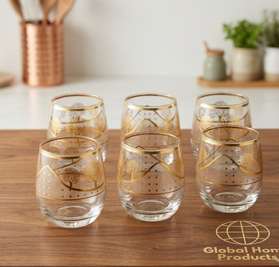 6er Set Gläser mit Gold Baum fürs Leben Trink Kristallglas Becher Geschenk