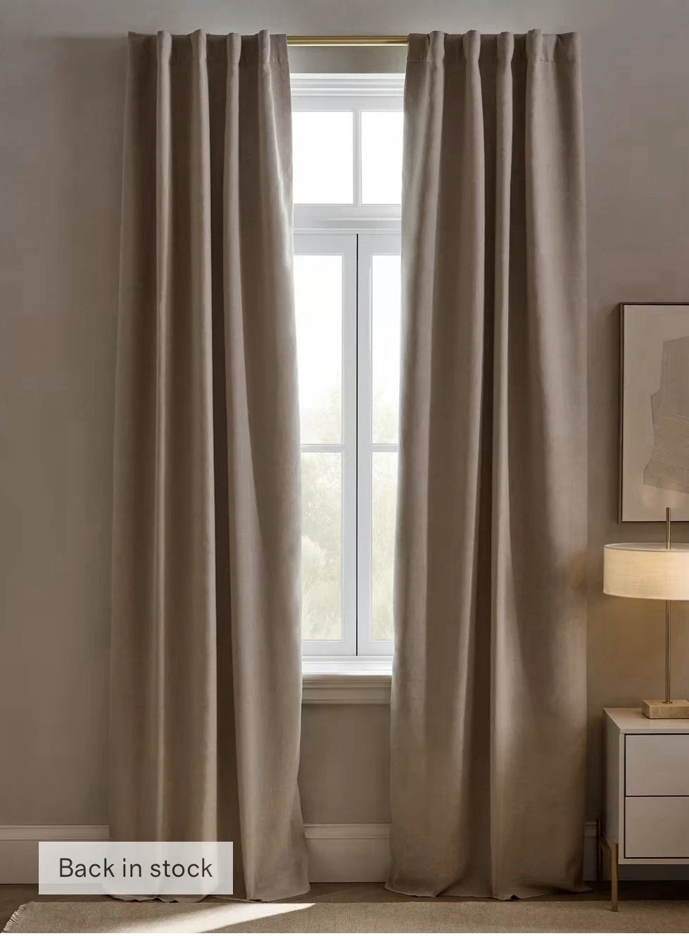 NWOT Quince Set 2 Linen Curtain Panels Room Darkening Dark Flax 48" x 84"