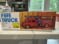 FIRE TRUCK TINPLATE FRICTION MODEL No.MF 718 " WITH SIREN " MIB