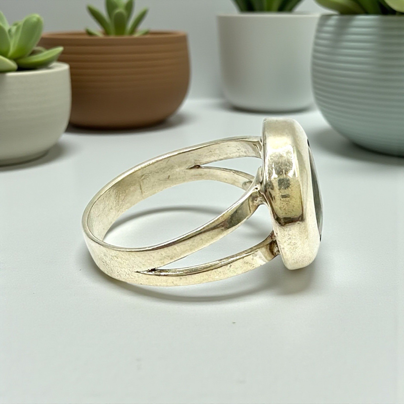 Sterling Silver Abalone Shell Statement Ring, Boh… - image 6