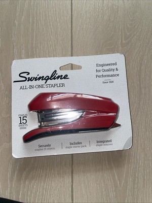 Swingline Red All In One Stapler With Staples Built in Remover 15 Sheets New