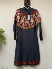 Weird Fish Vondra Fair Isle Knitted Jumper Dress Size UK 10 Midi Length NEW TAGS