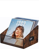 Vinyl Record Storage Holder, Trapezoidal LP Vinyl Record Crate with Handle..