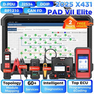 2025 LAUNCH X431 PAD VII ELITE X-prog3 PAD 7 PRO Diagnostic Scan Key Programming