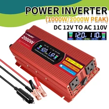 Car Power Inverter 12v to 110v 1000W/2000W(Peak) Power Inverters for Vehicles RV
