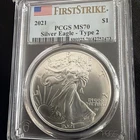 2021 Silver Eagle $1 Type 2 MS70 – First Strike, 14.9M Mintage