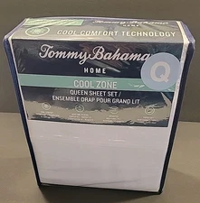 Tommy Bahama Home 100% Cotton Queen Sheet Set Cool Zone White New