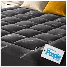 Luxurious Cooling Queen Mattress Pad - Viscose Pillow Top for Back Pain Relief