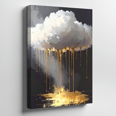 Canvas Wall Art a Moody Conceptual Image of a White Fluffy Cloud Floating