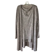 Prospect Blvd. 2X 2 Separate Pieces 3/4 Tan Knit Blouse W Long Matching Duster