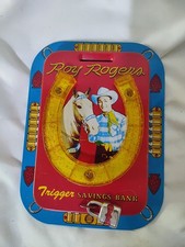 Roy Rogers and Trigger savings bank VTG Tin W/ Lock &  Key Hanging 