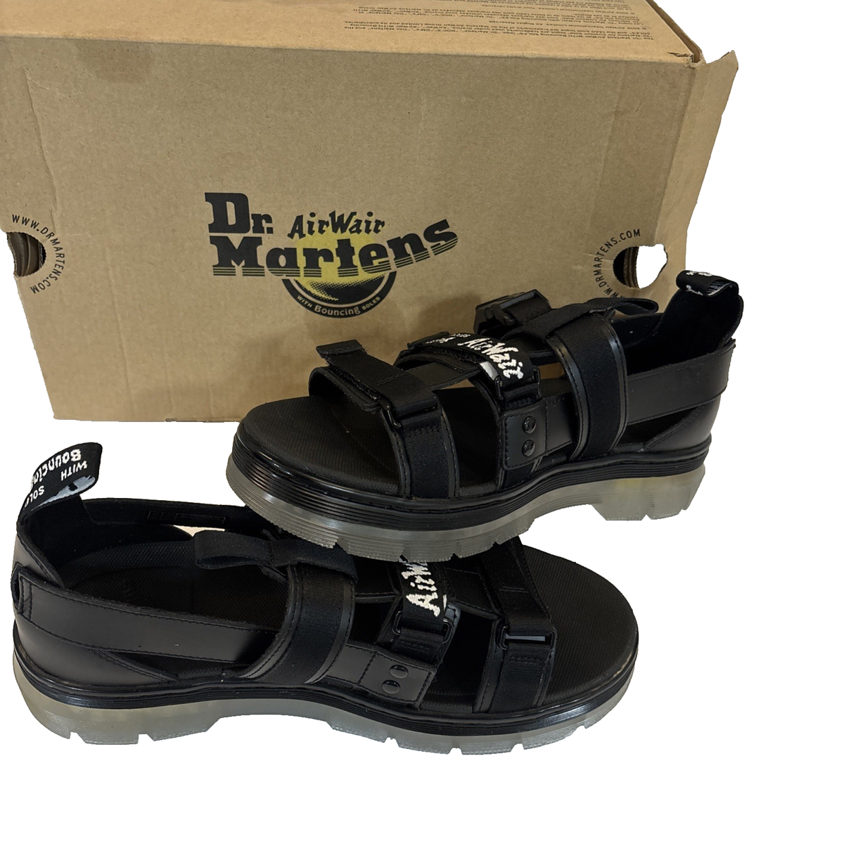 Dr Martens PEARSON Black Clear Leather Webbing Strap Sandals  display picture 1