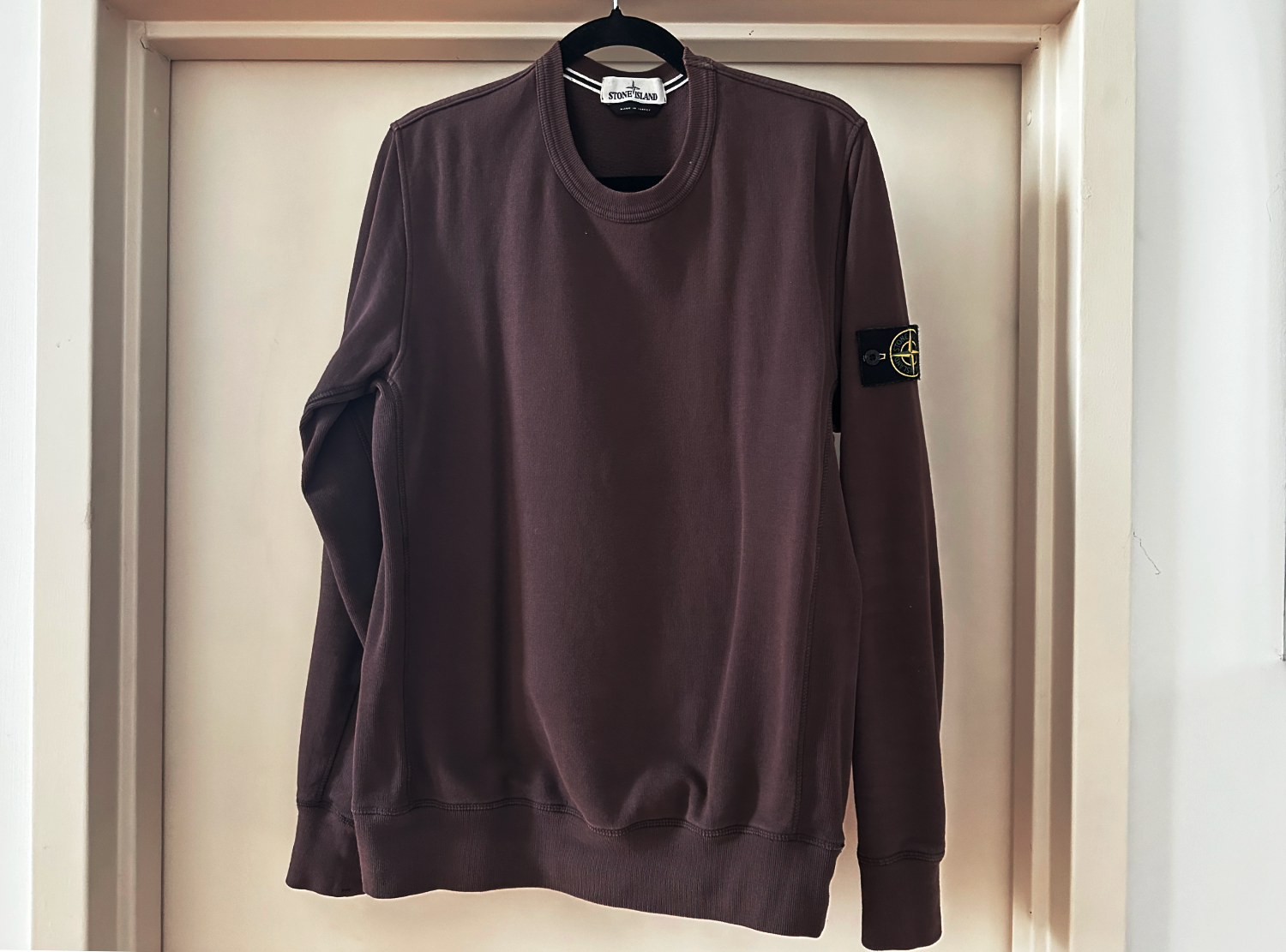 Stone Island Cotton Crewneck Sweatshirt - Burgundy Red - Mens L
