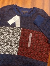 NWT Tommy Hilfiger Men's Crewneck Knit Sweater Fair Isle Logo Large