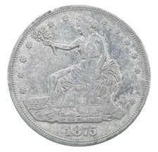 1875-CC Seated Liberty Trade Dollar PHL Counterstamp Reverse *3609