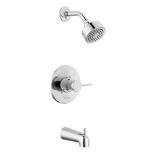 Modern Cylindrical 1-Handle Wall Mount Tub and Shower Trim Kit in Chrome Valve