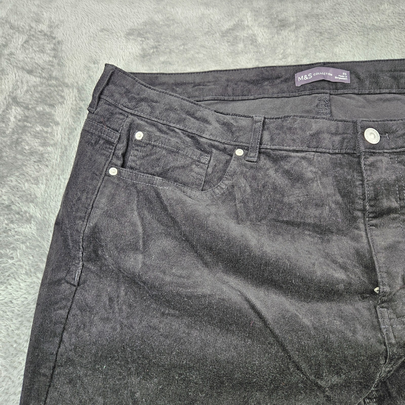 M&S Mens Black Stretch Jeans UK 22 EU 50 Regular Cotton Denim image 5