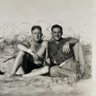 Original Vintage Photo Handsome Soldiers WW2 WWII Sicily May 1945 Beach Nude Gay