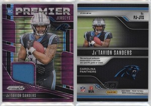 2024 Panini Prizm Premier Jerseys Purple Pulsar Ja'Tavion Sanders Rookie RC