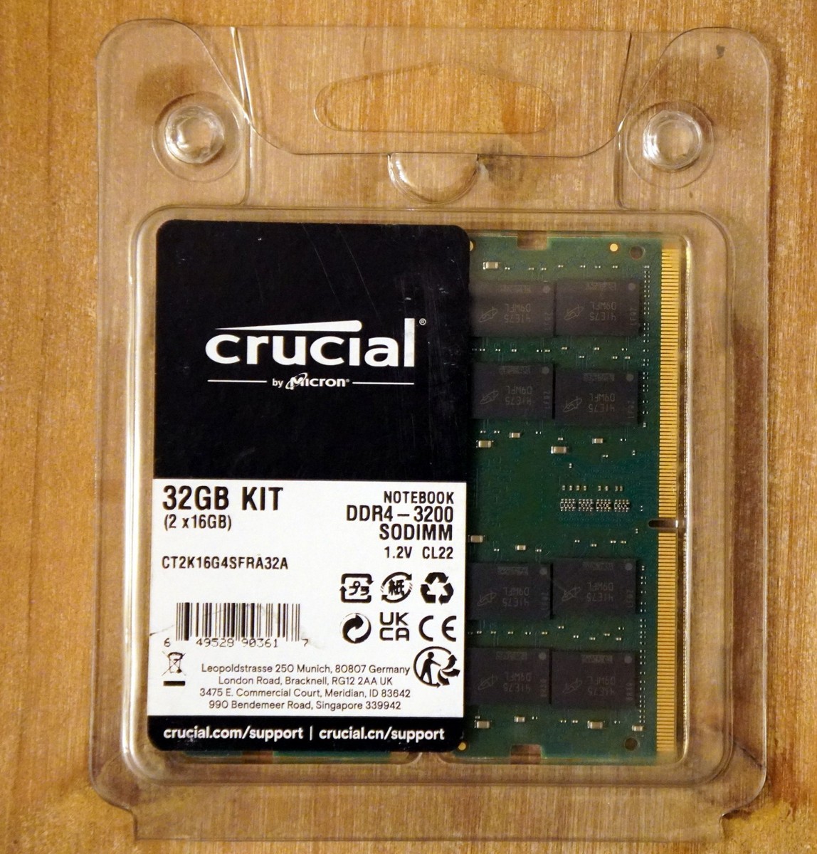 crucial DDR-3200 SODIMM 32GB(16GB×2) Crucial 32GB Kit (16GBx2) DDR4-3200 SODIMM | CT2K16G4SFRA32A