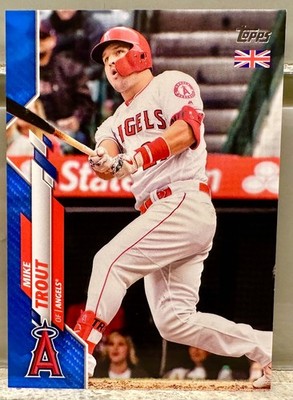 JERSEY # MATCH! 2020 Topps UK Edition Mike Trout #1 Blue 27/75! ANGELS!