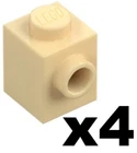 Lego 4 New Tan Brick Stud on 1 Side Part 87087 1 x 1 Modified Piece TN02